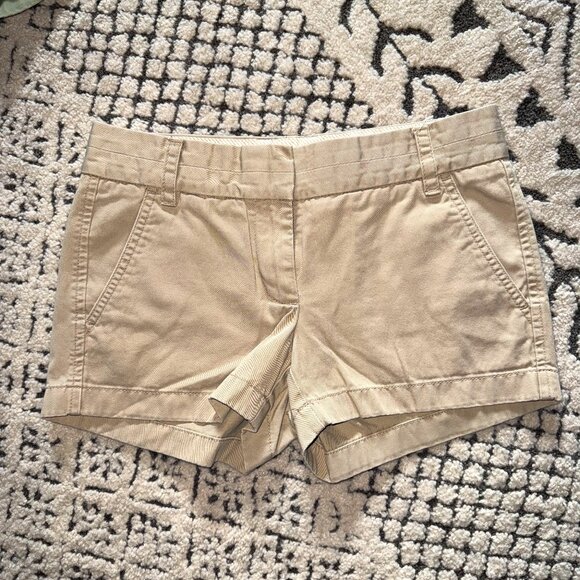 J. Crew Women's Weathered Broken-In Chino Shorts Khaki Size 00 EUC - Picture 1 of 7